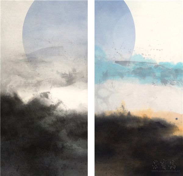 李景民  回归　设色纸本  130cm×68cm×2