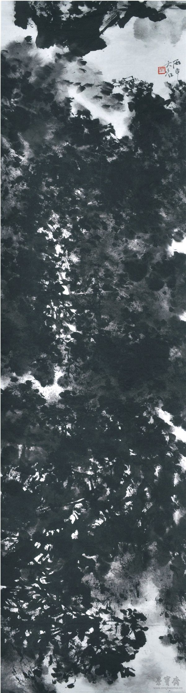 杨大名  积墨探道　水墨纸本  136cm×36cm