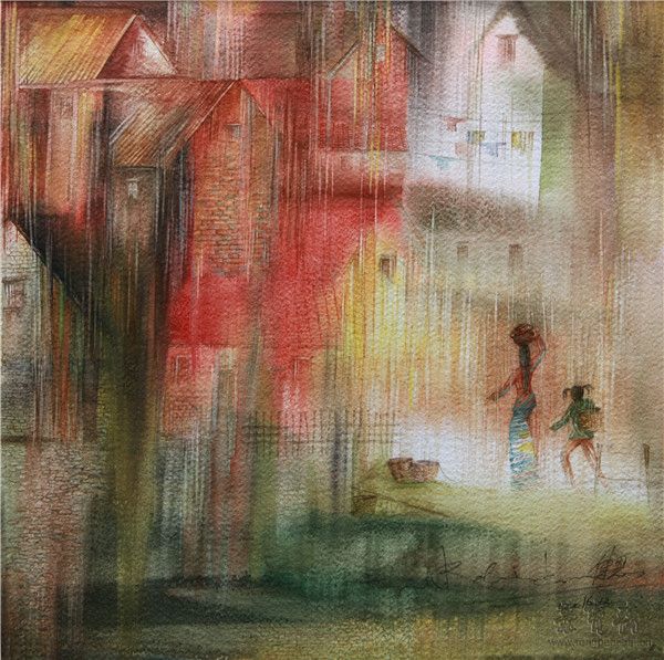 林健恩  思源　水彩  39cm×39cm