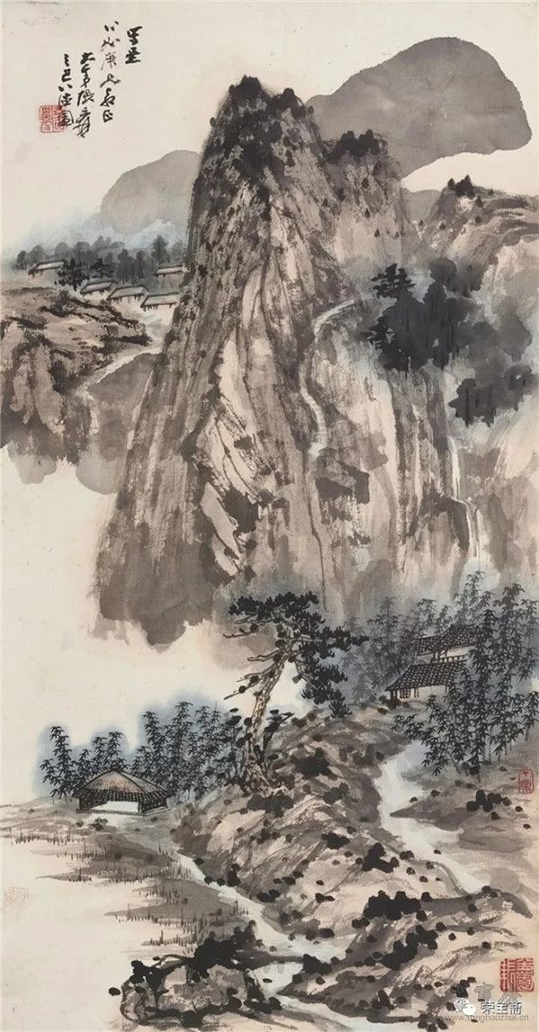 张大千 《浅绛泼墨山水》