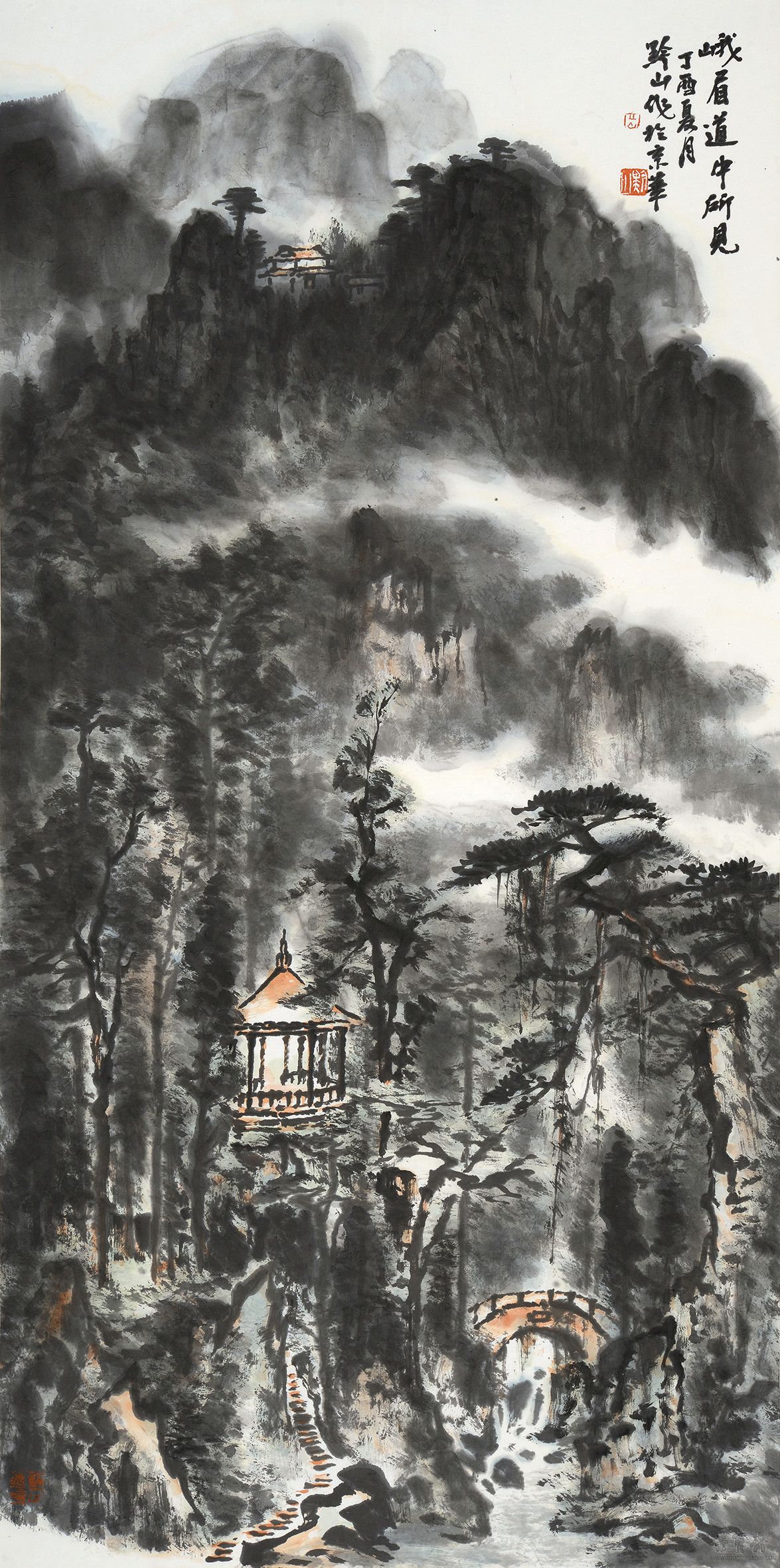 岳黔山 峨眉道中所见 138cm×69cm 水墨纸本