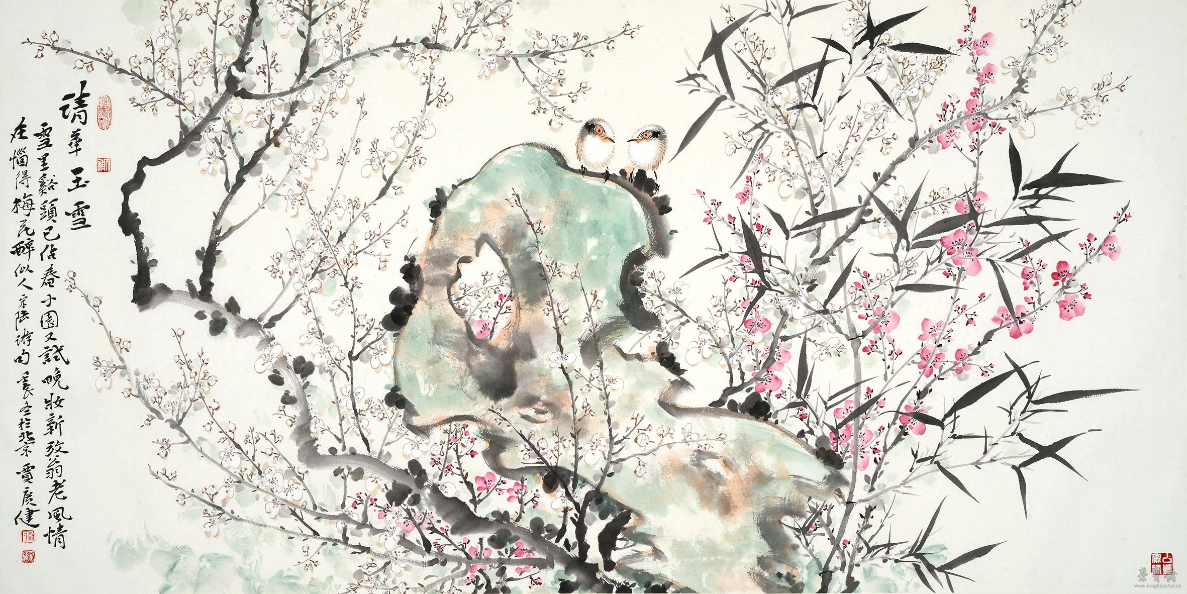 贾广健  清华玉雪　68cm×137cm 设色纸本