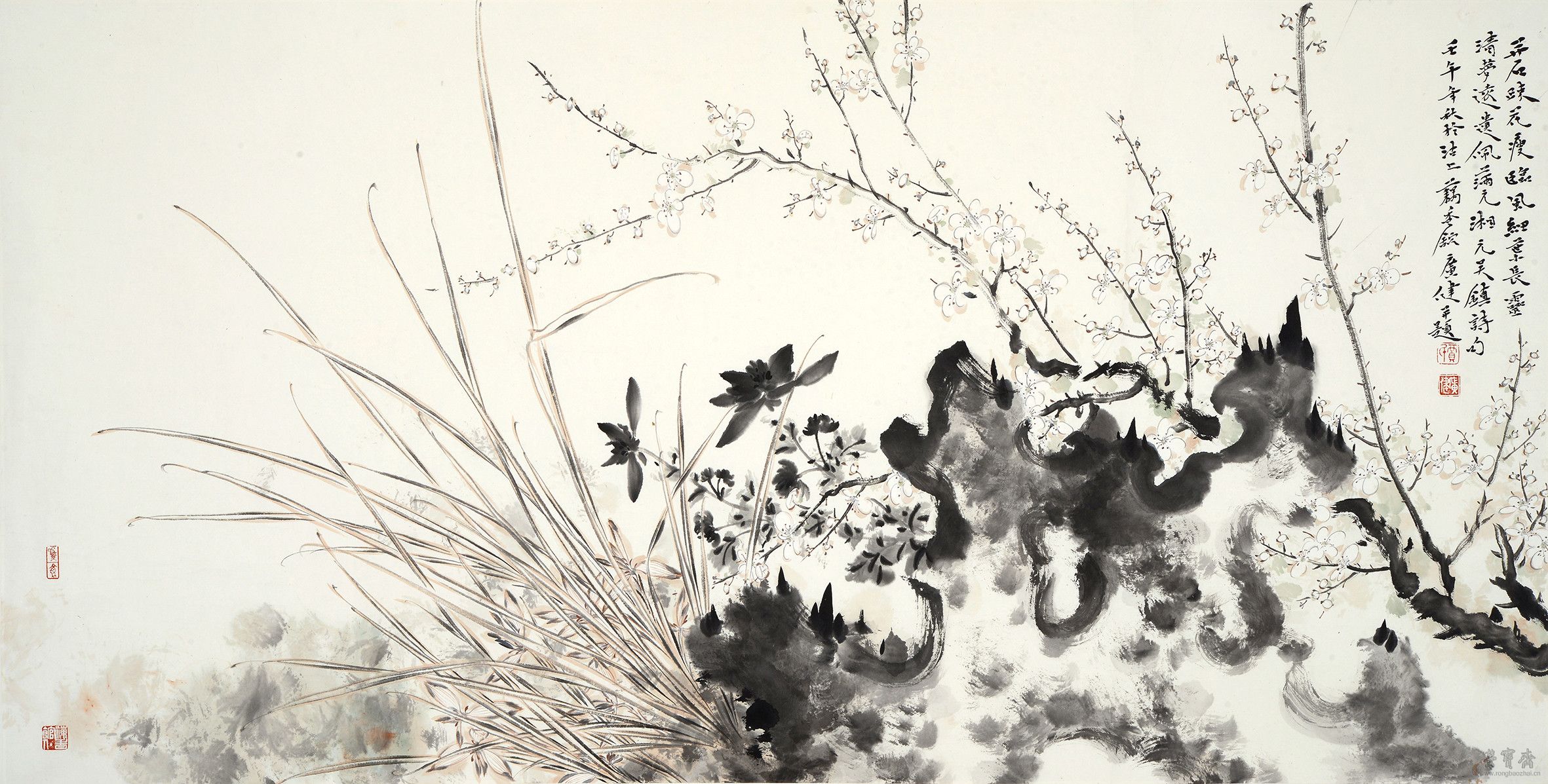 贾广健 细叶长领情梦圆 69cm×138cm 设色纸本