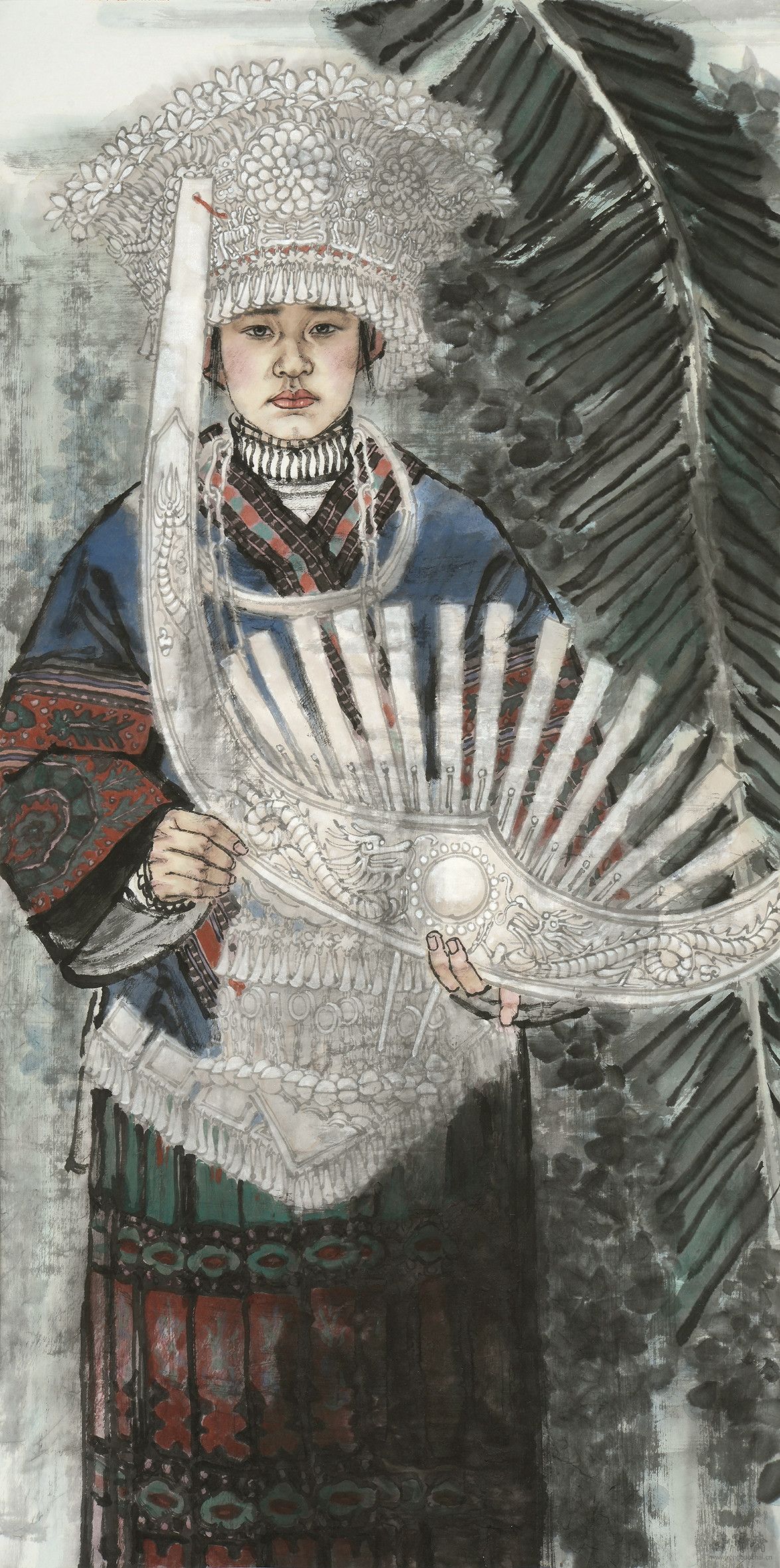 刘泉义 蕉林淑影 138cm×69cm 设色纸本