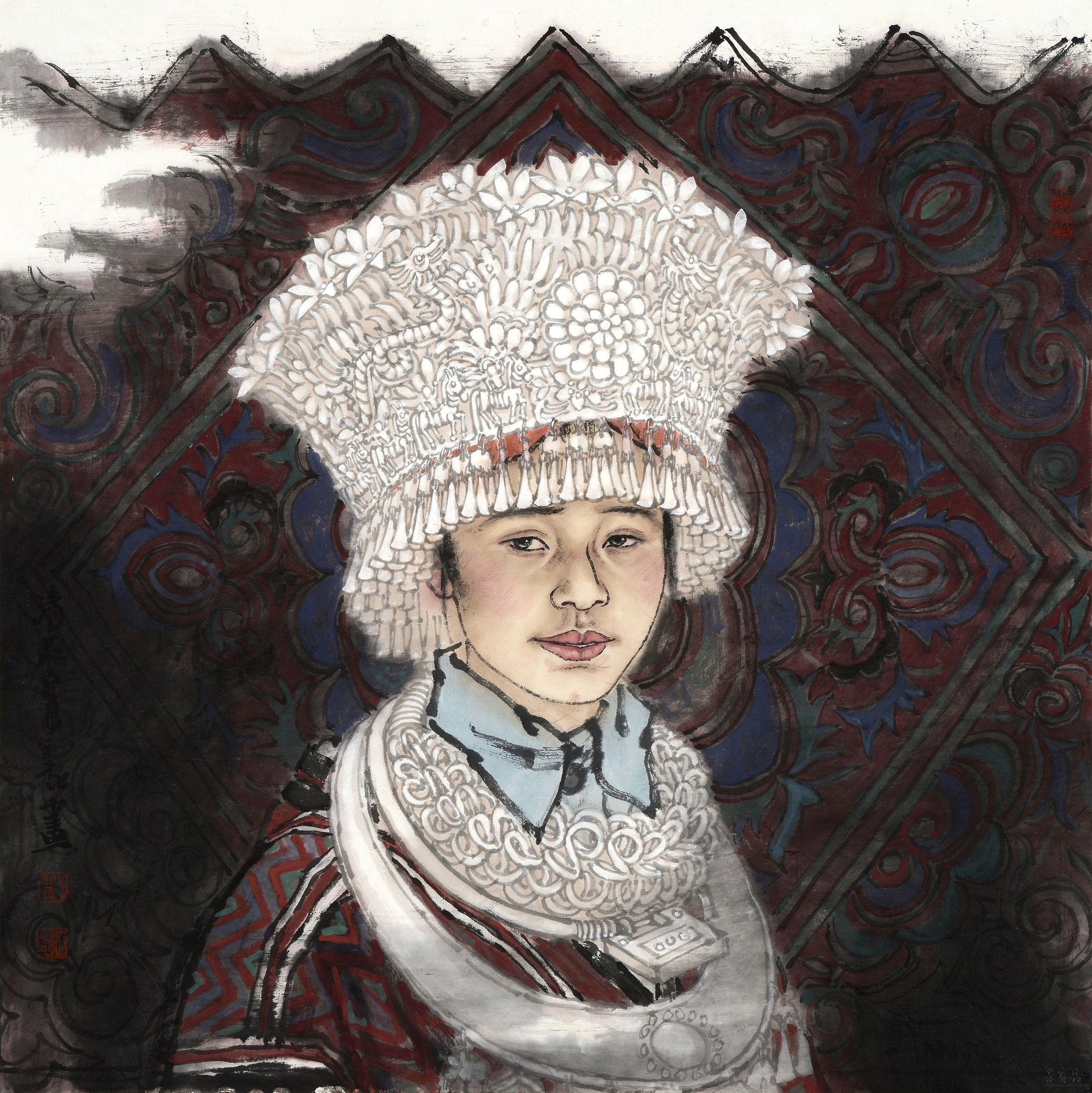 刘泉义 盛装 69cm×69cm 设色纸本