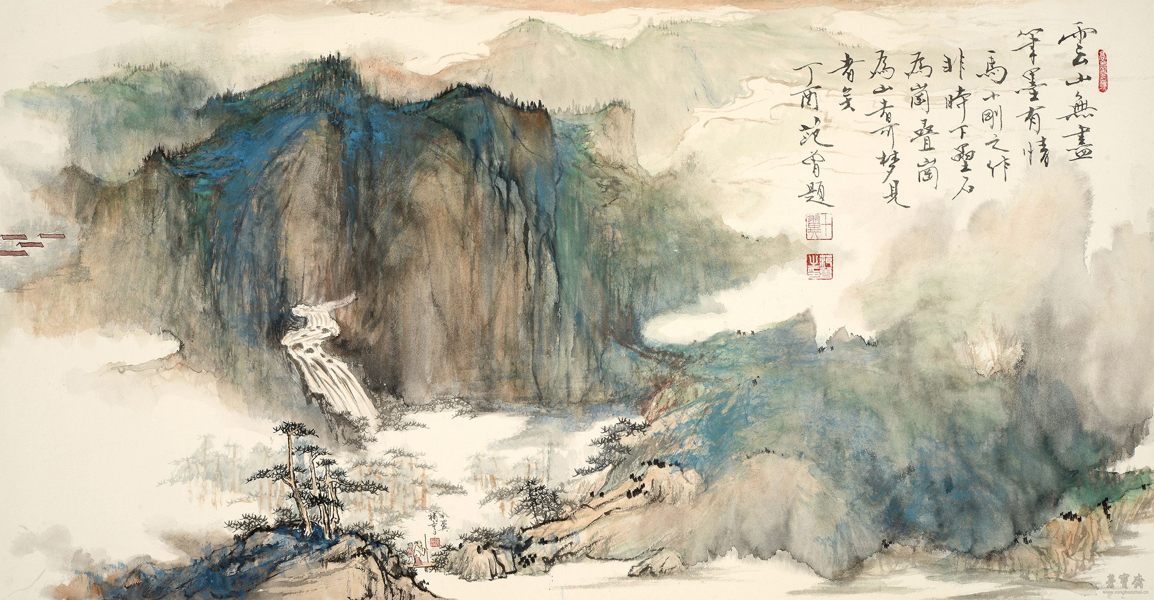 马小刚 云山无尽 68cm×131cm 设色纸本