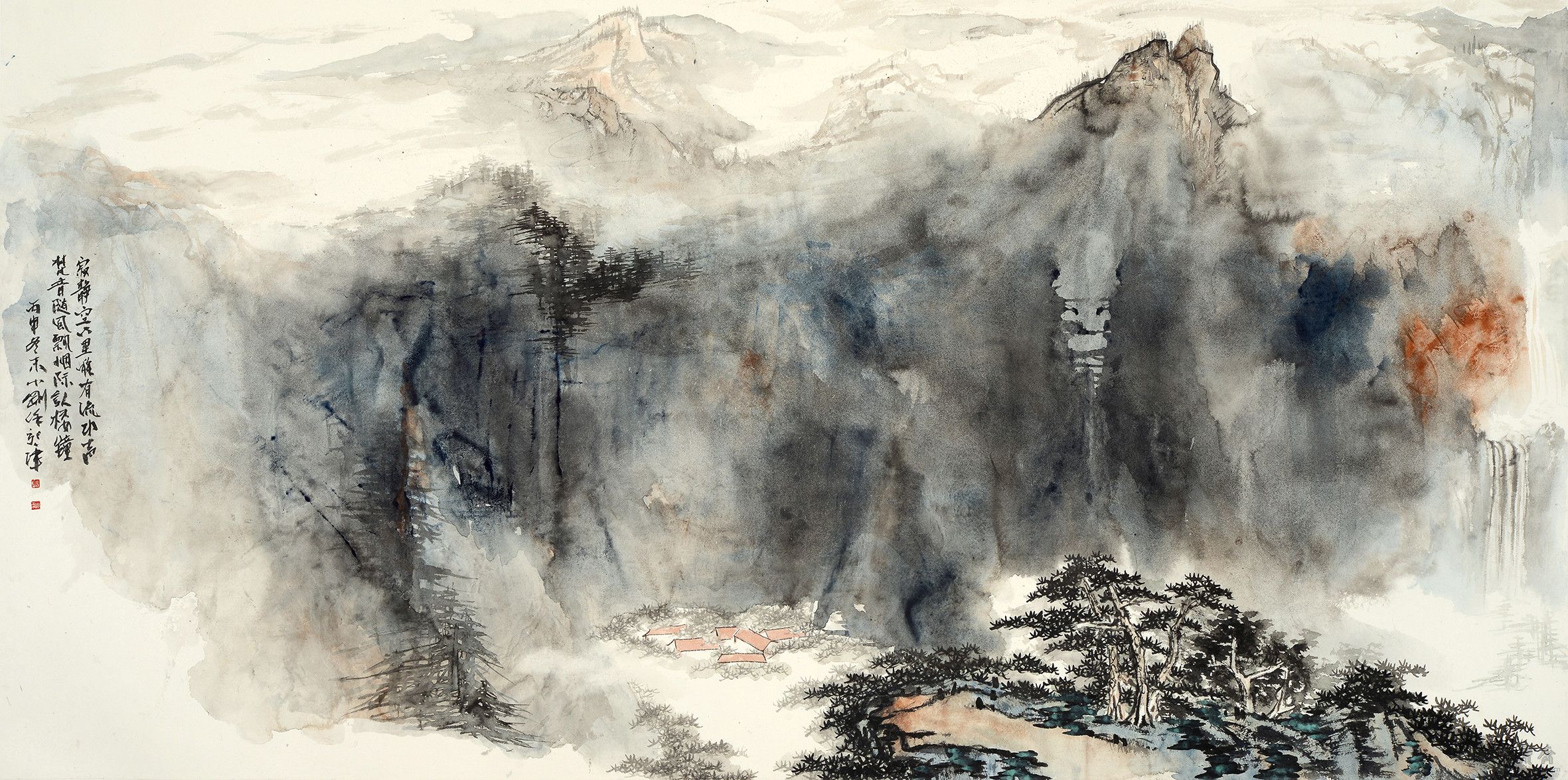 马小刚 空山梵音 66cm×133cm 设色纸本