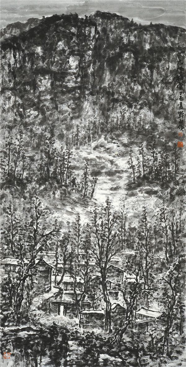 岳黔山 太行初雪 138cm×69cm 水墨纸本