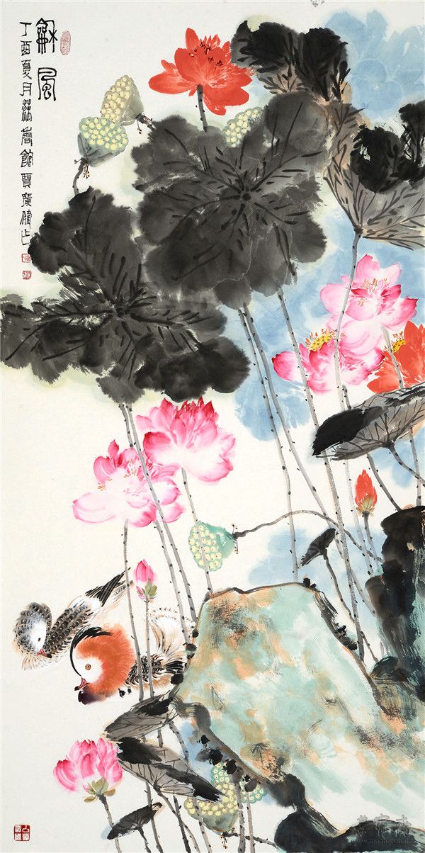 贾广健 和风 138cm×69cm 设色纸本