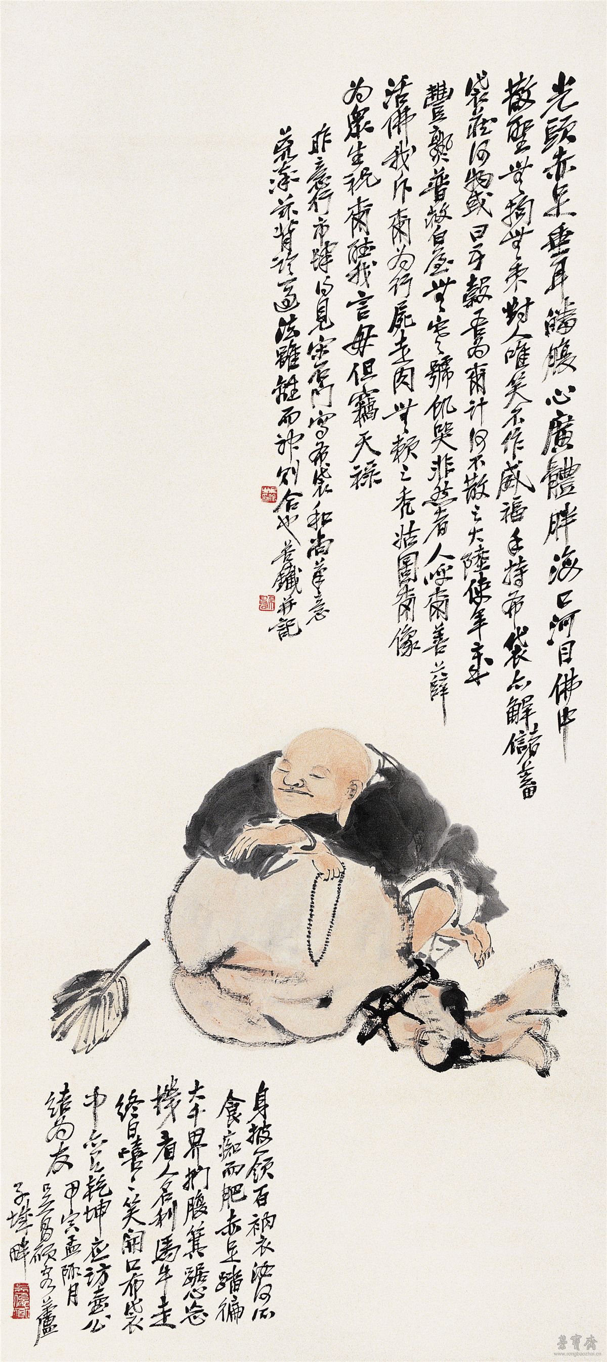 布袋和尚像 设色纸本 122.5cm×54cm 创作年代:1914年