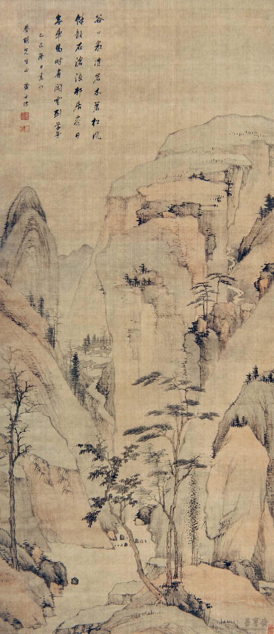 清 查士标 谷口松风图 48.4cm×113.8cm1665 贵州省博物馆藏