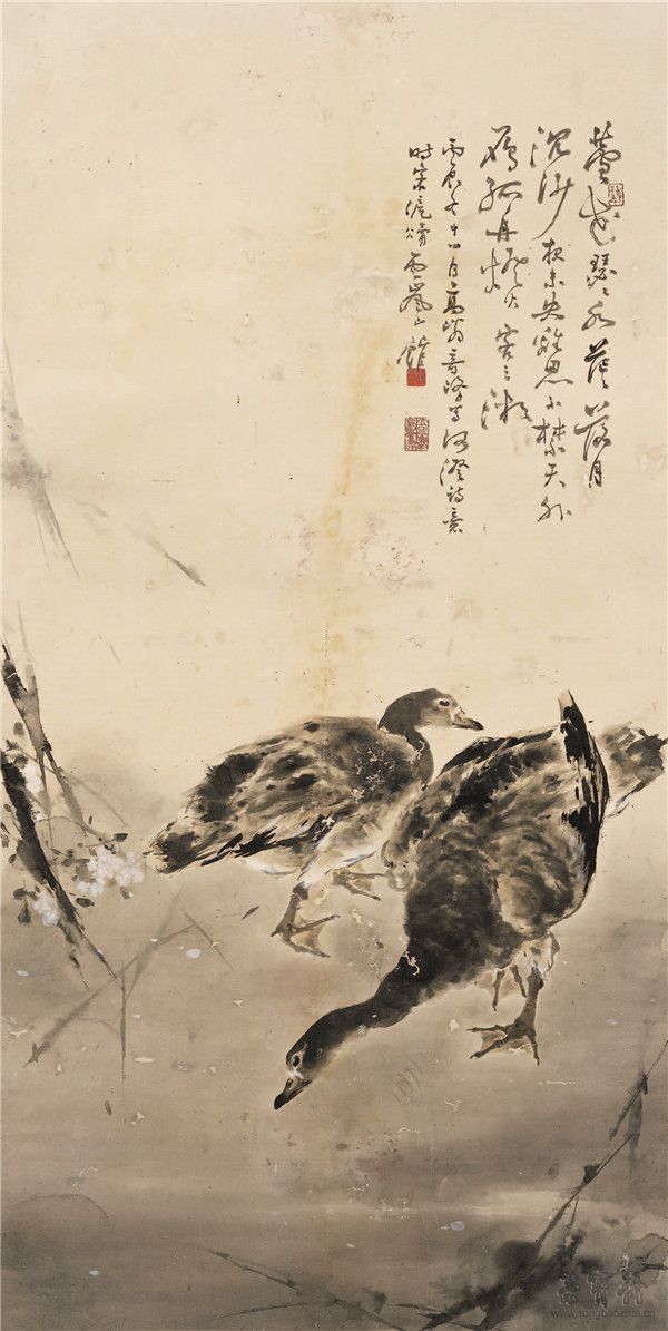 高奇峰 芦雁图 129.5cm×65cm 广州艺术博物院藏