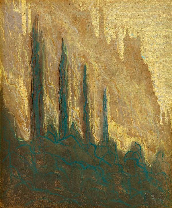 米卡胡斯·科斯坦蒂纳斯·西尼斯 山 30cm×36cm 1905纸板蜡笔画 立陶宛国家美术馆收藏
