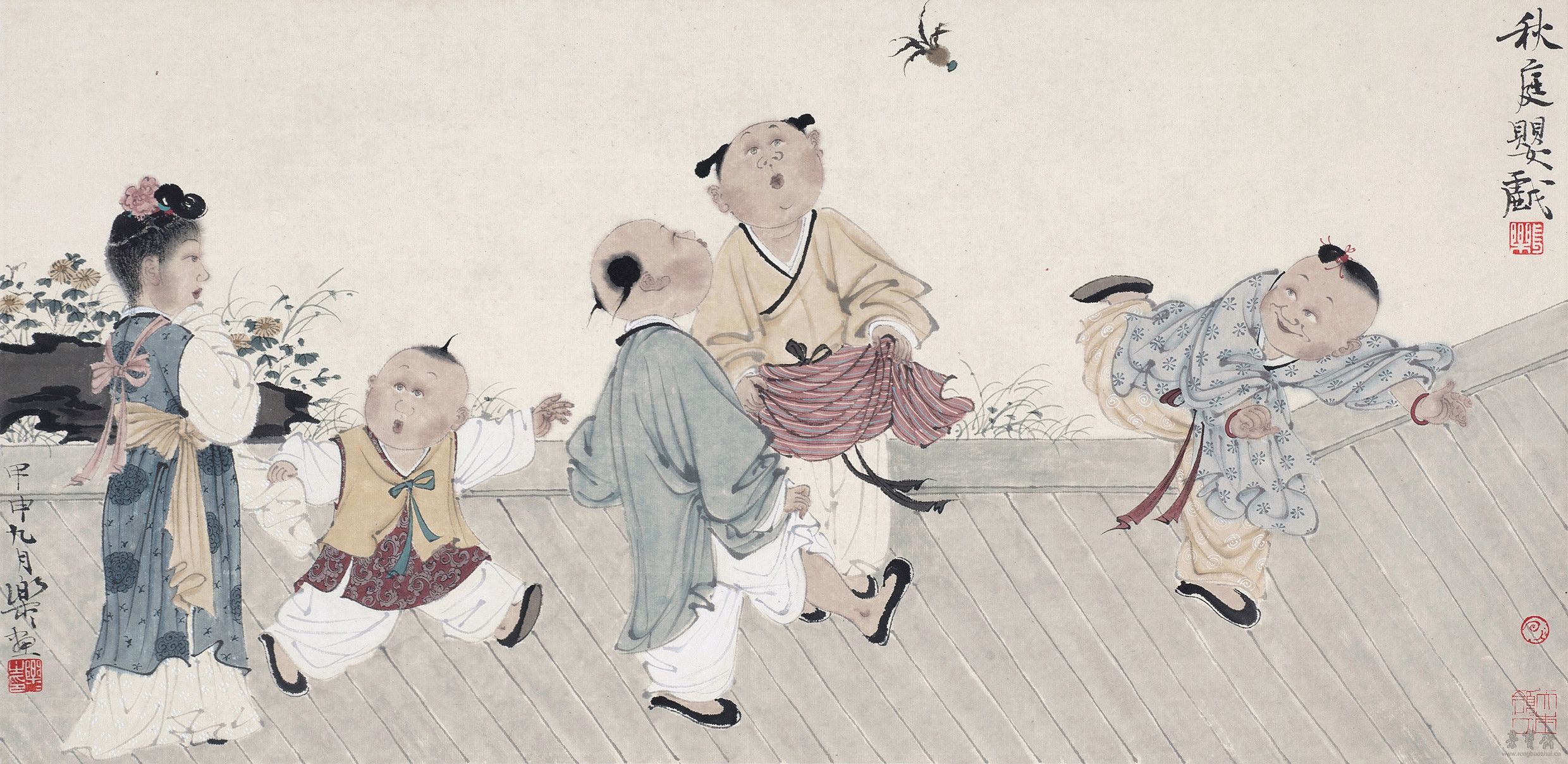 徐乐乐 b.1955 秋庭婴戏图
