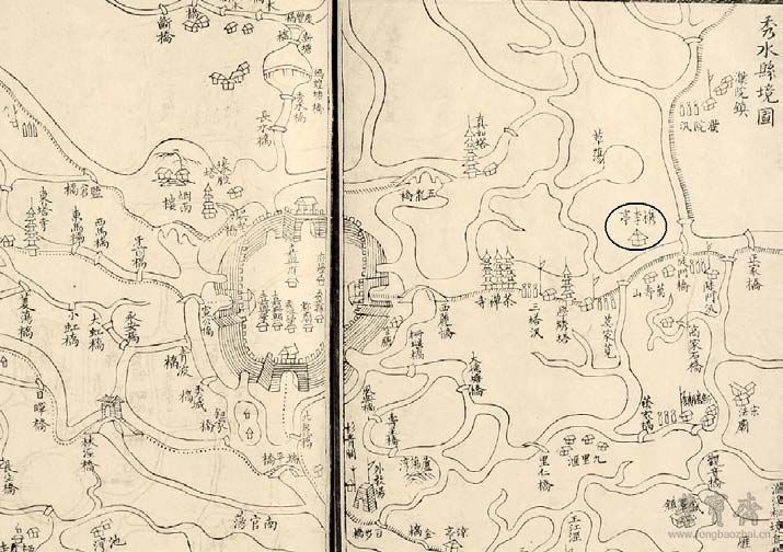 秀水县境图(摘自《光绪嘉兴府志》卷一。注：该地图上南下北）