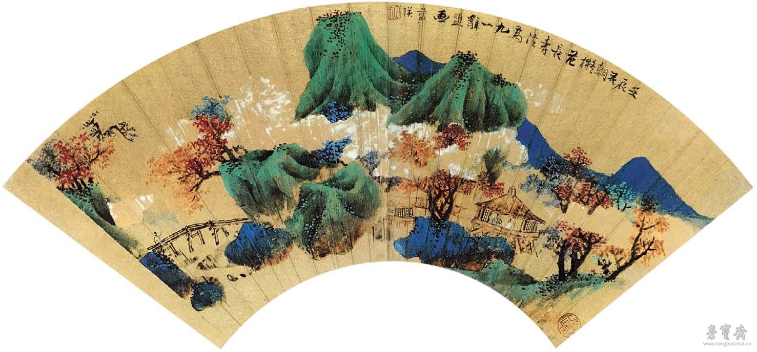 明 蓝瑛 青山红树图 49.6cm×17.5cm 1652 故宫博物院藏