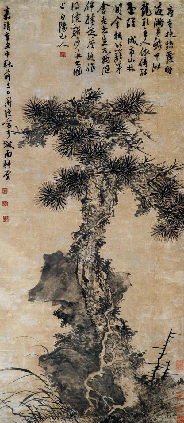  明 陈淳 松石图 61.5cm×148cm