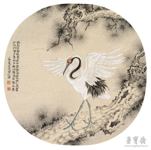 《鹤舞图》 30cm×29.5cm 2017年