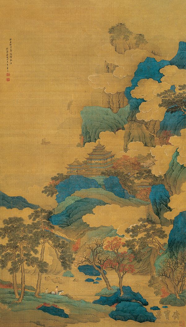 青绿山水 135cm×76.5cm 明代