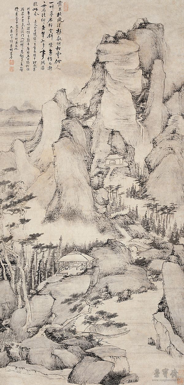 松云灵岳图 189cm×89.5cm 清代