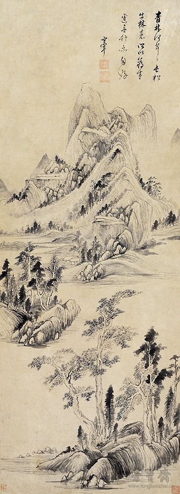 清林长松图 130cm×47cm 明代