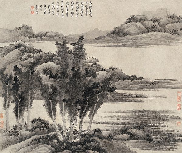 墨笔山水 60.6cm×71.8cm 清代