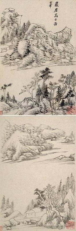 明 董其昌 山水册页 局部 美国纽约大都会艺术博物馆藏