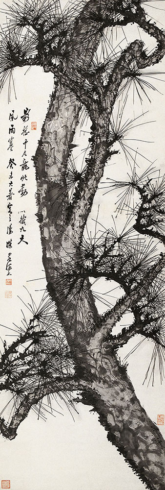 汤涤 （1878—1948） 松树屏 之一 149.3cm×50cm