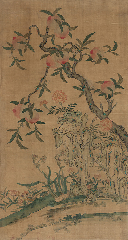 南宋 蟠桃花卉图 71.6cm×37.5cm 辽宁省博物馆藏