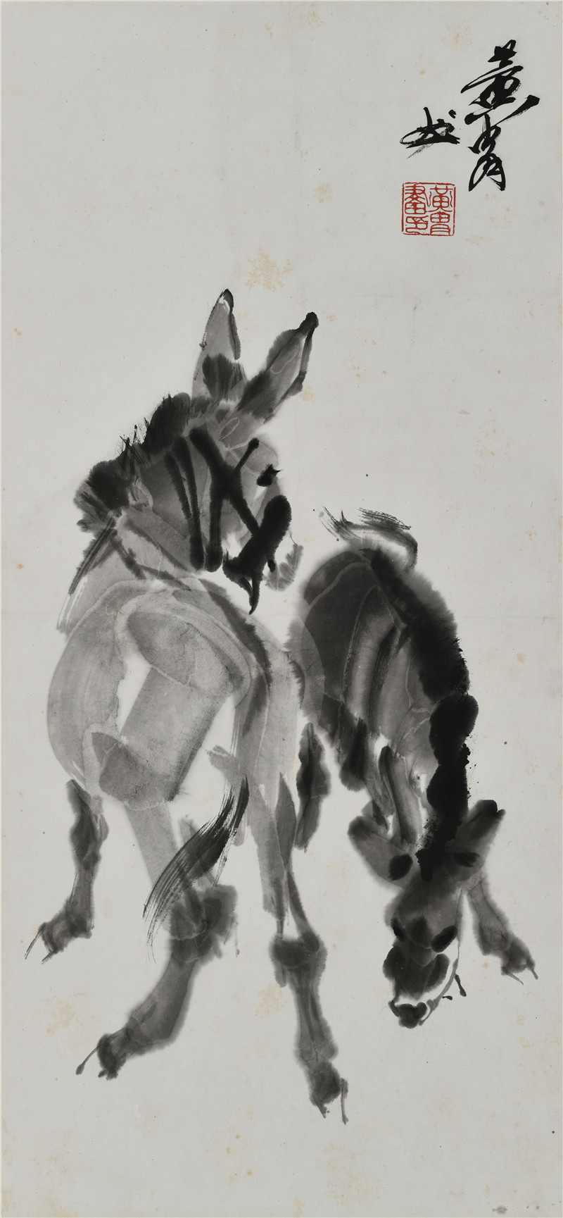 黄胄(1925-1997) 双驴图  71.5cm×60.5cm  纸本立轴