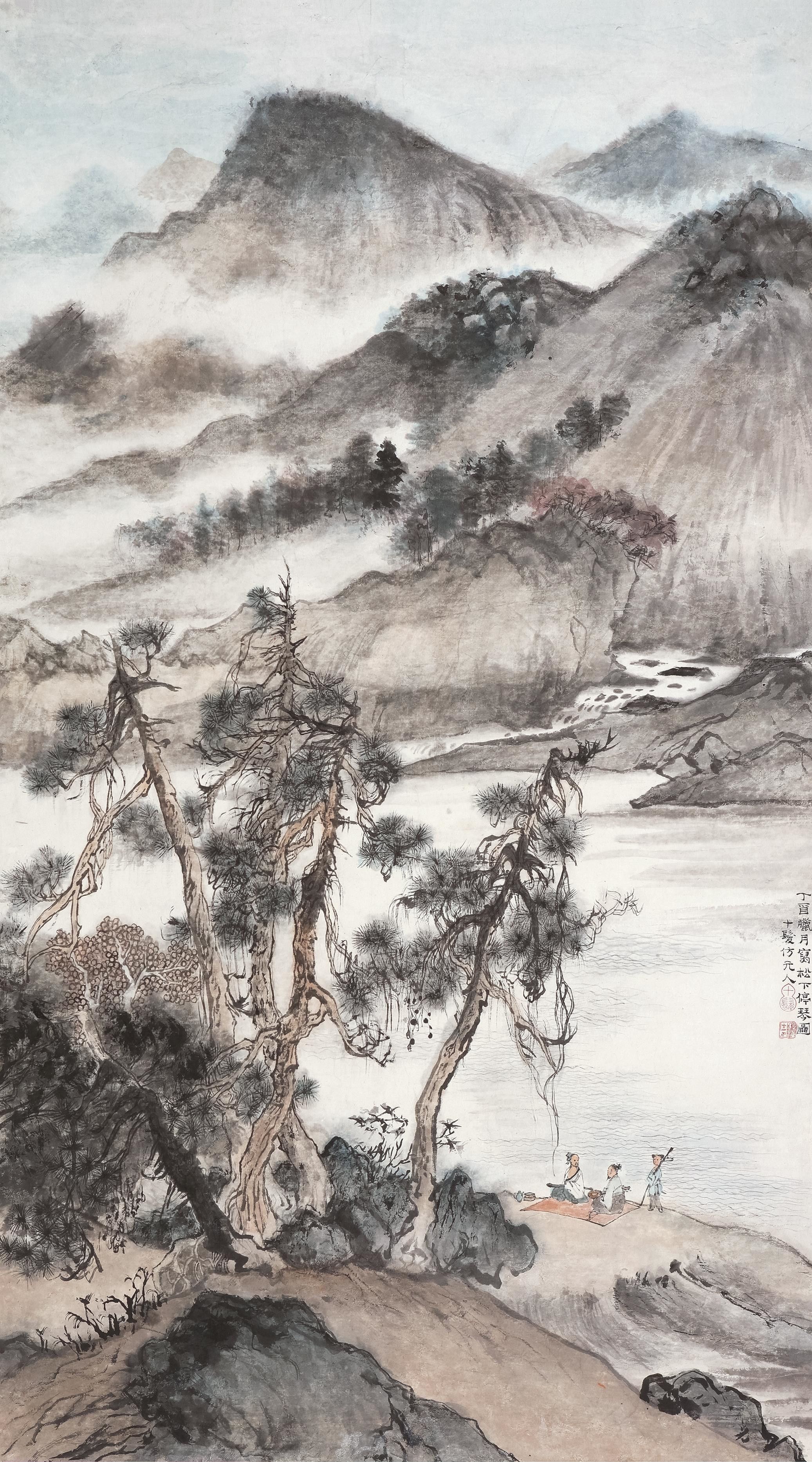 松下停琴图