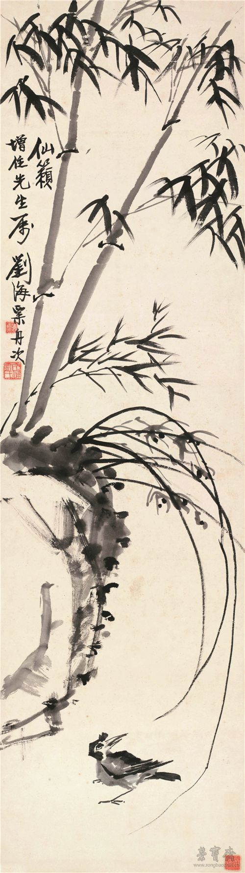 刘海粟 仙籁 148cm×40cm 扬州博物馆藏