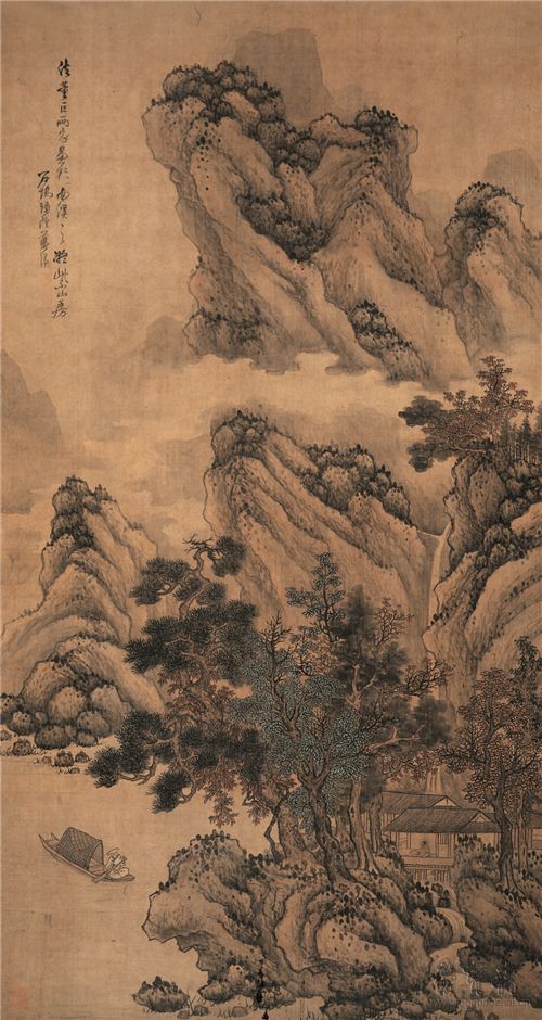 明 蓝瑛 仿董巨山水图 182cm×98cm 扬州博物馆藏