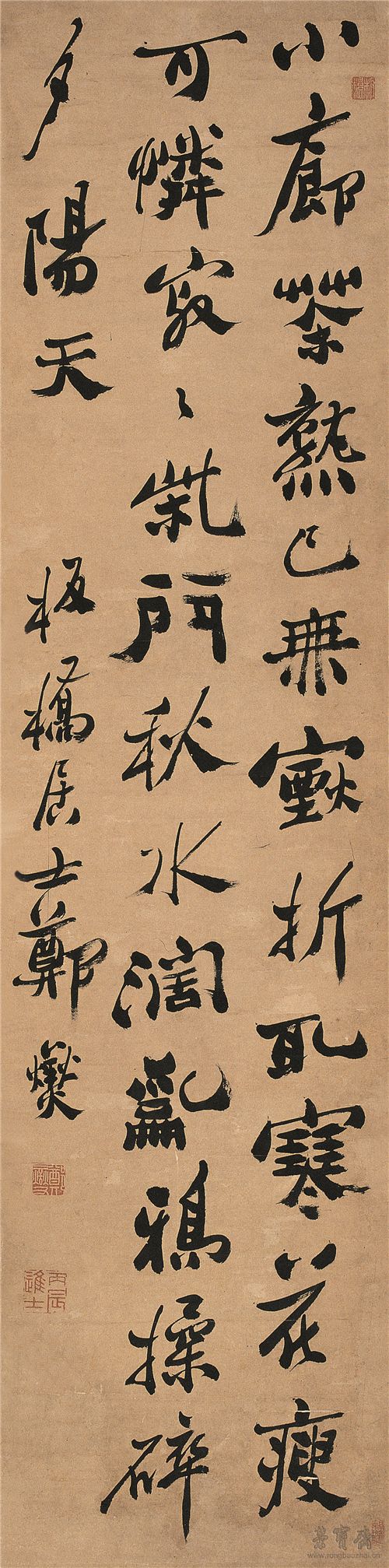 清 郑燮 行书七言诗 151cm×38cm 扬州博物馆藏