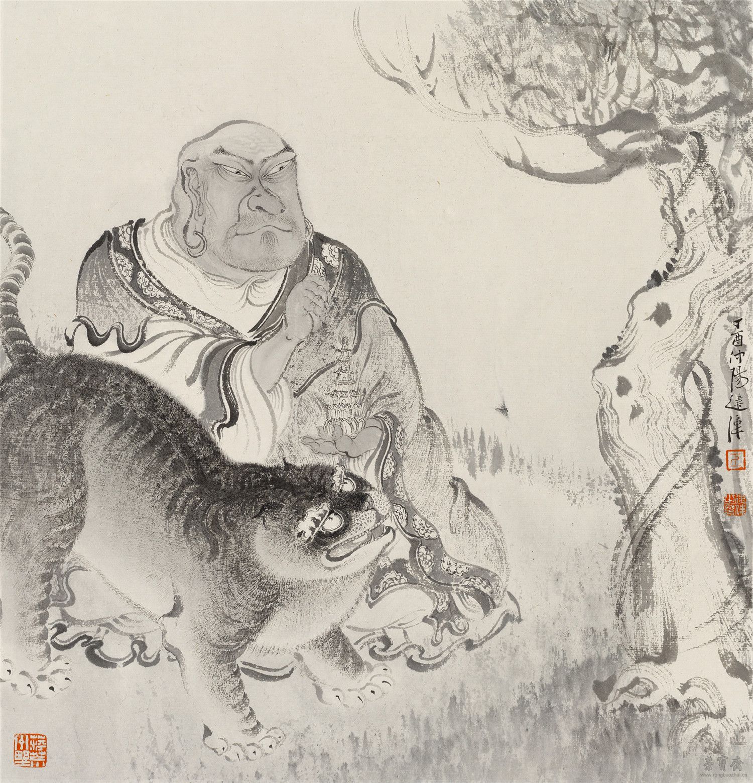 伏虎图 33cm×33cm 2017 纸本水墨