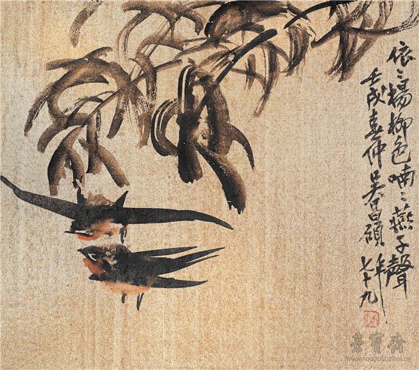 吴昌硕《依依杨柳色》
