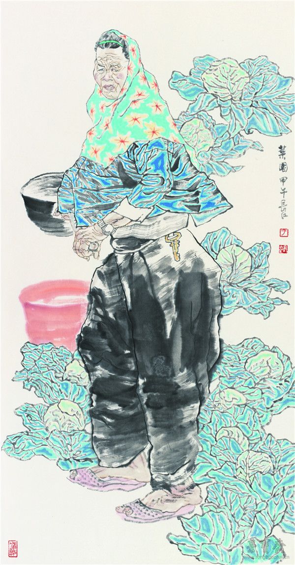 于长江 菜园　69cm×138cm 纸本设色