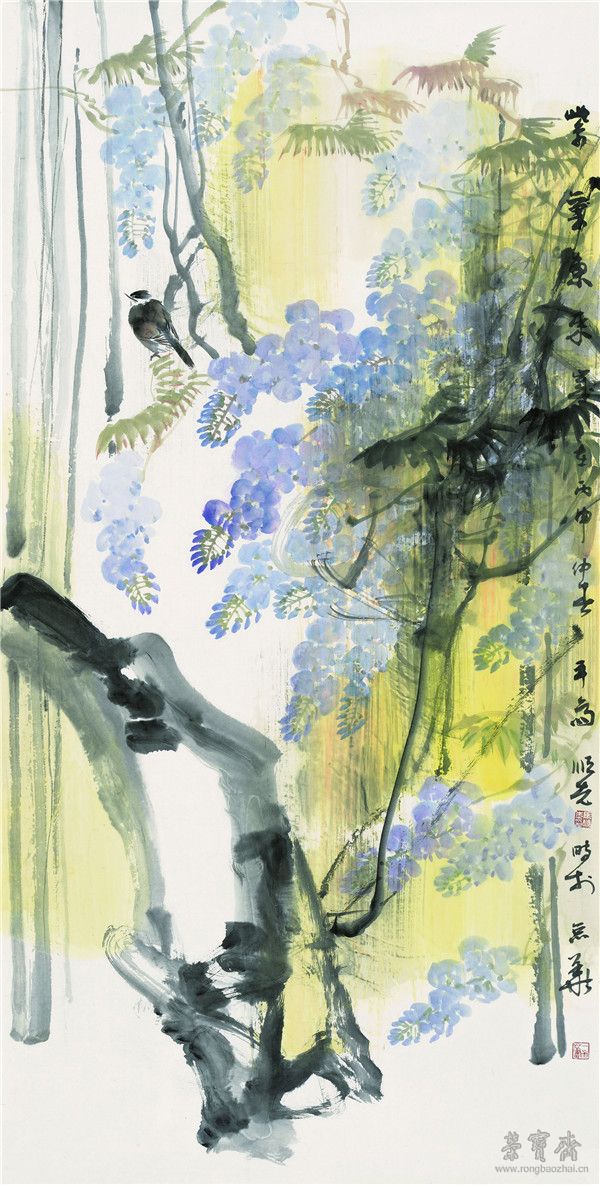 马顺先 紫气东来　138cm×69cm 纸本设色