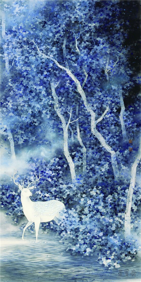陈镜田  别浦萦回　130cm×65cm  纸本设色