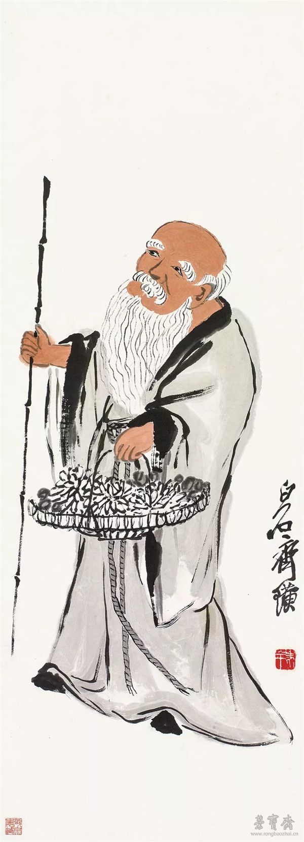 齐白石  持菊做寿