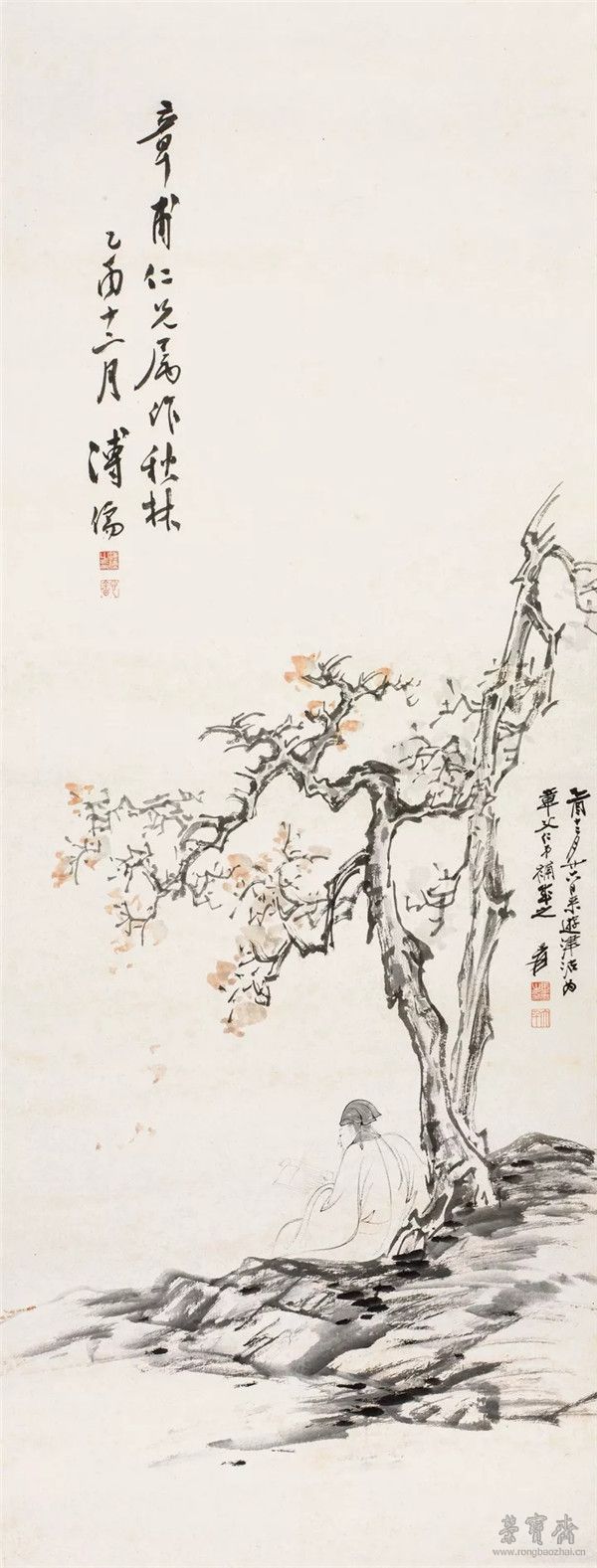 张大千、溥儒  松下高士