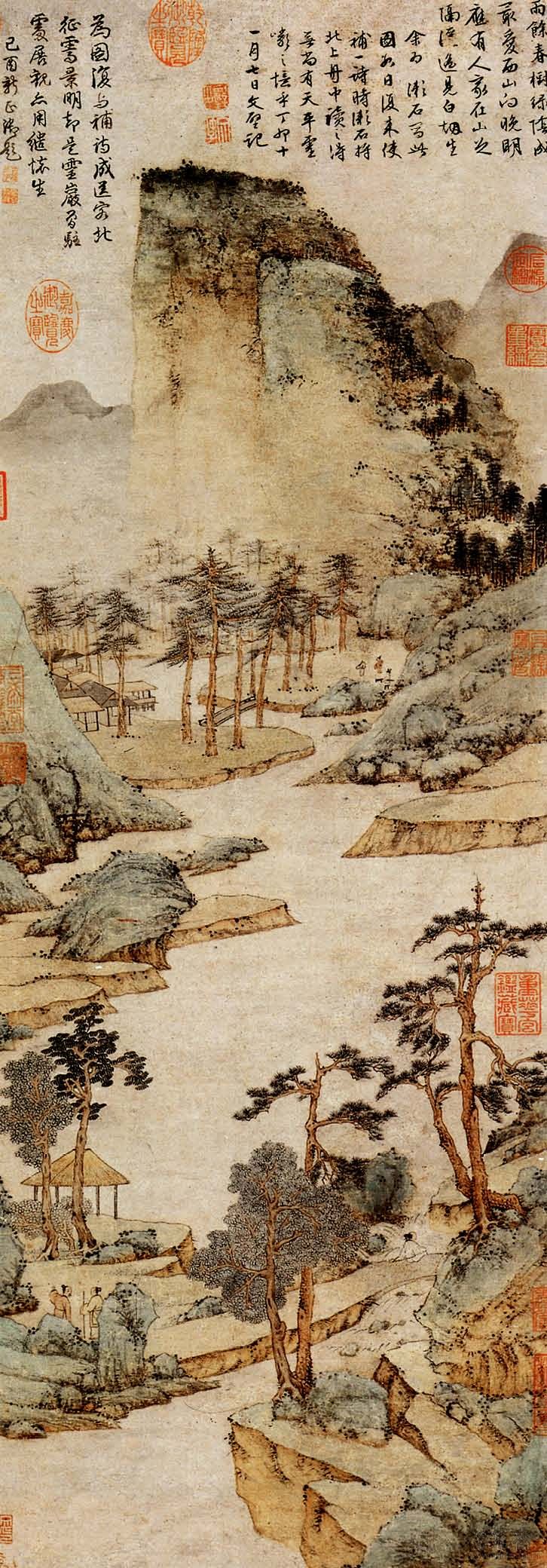 明 文徵明 雨余春树 33.3cm×94.3cm台北"故宫博物院"藏