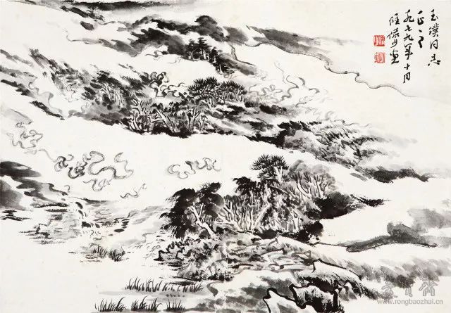 陆俨少 行云图 32cm×46.5cm