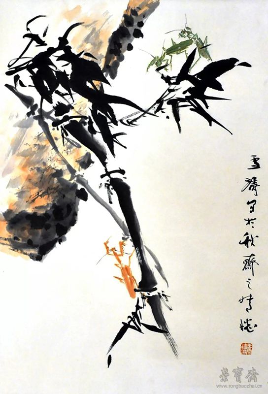  王雪涛  竹叶螳螂  68x46.5cm